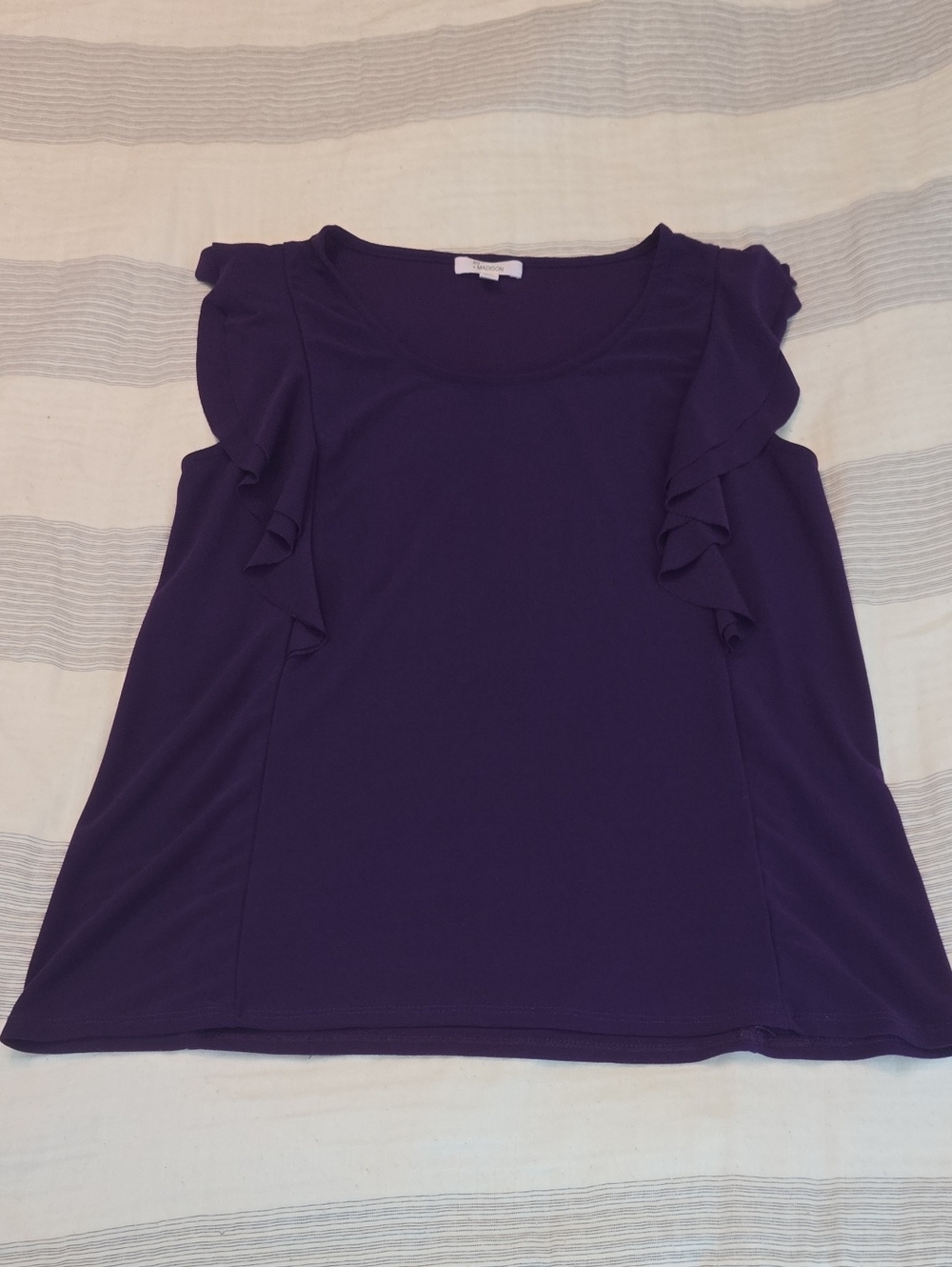 89th & Madison Purple Ruffle Sleeve Tank Top
